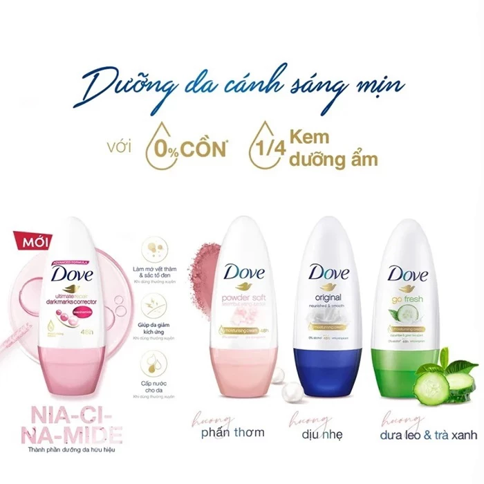 cac-loai-lan-khu-mui-dove Lăn khử mùi Dove giúp da mịn màng, khô thoáng, không lo thâm sạm.