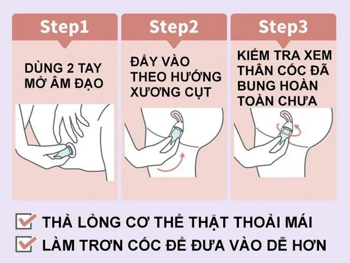 Cách dùng Cốc nguyệt san không bị lệch, không bị rò rỉ an toàn cho sức khỏe.